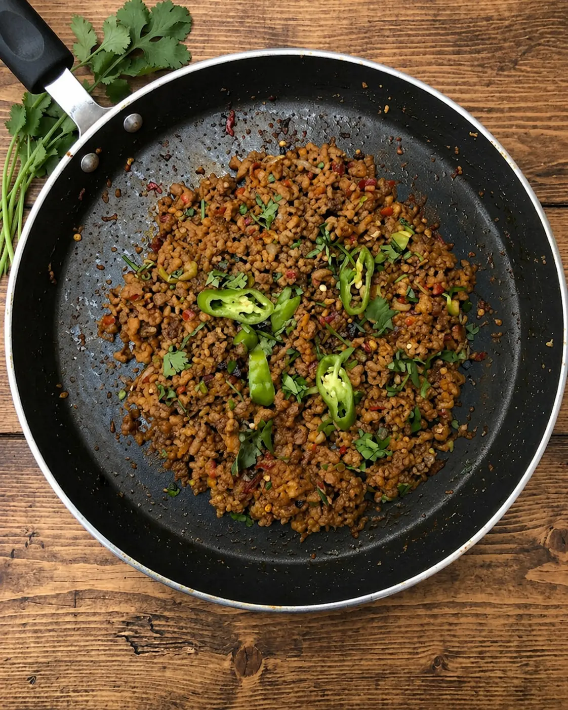 Beef Tawa Qeema Fry — spiced minced beef at Chenab Edmonton