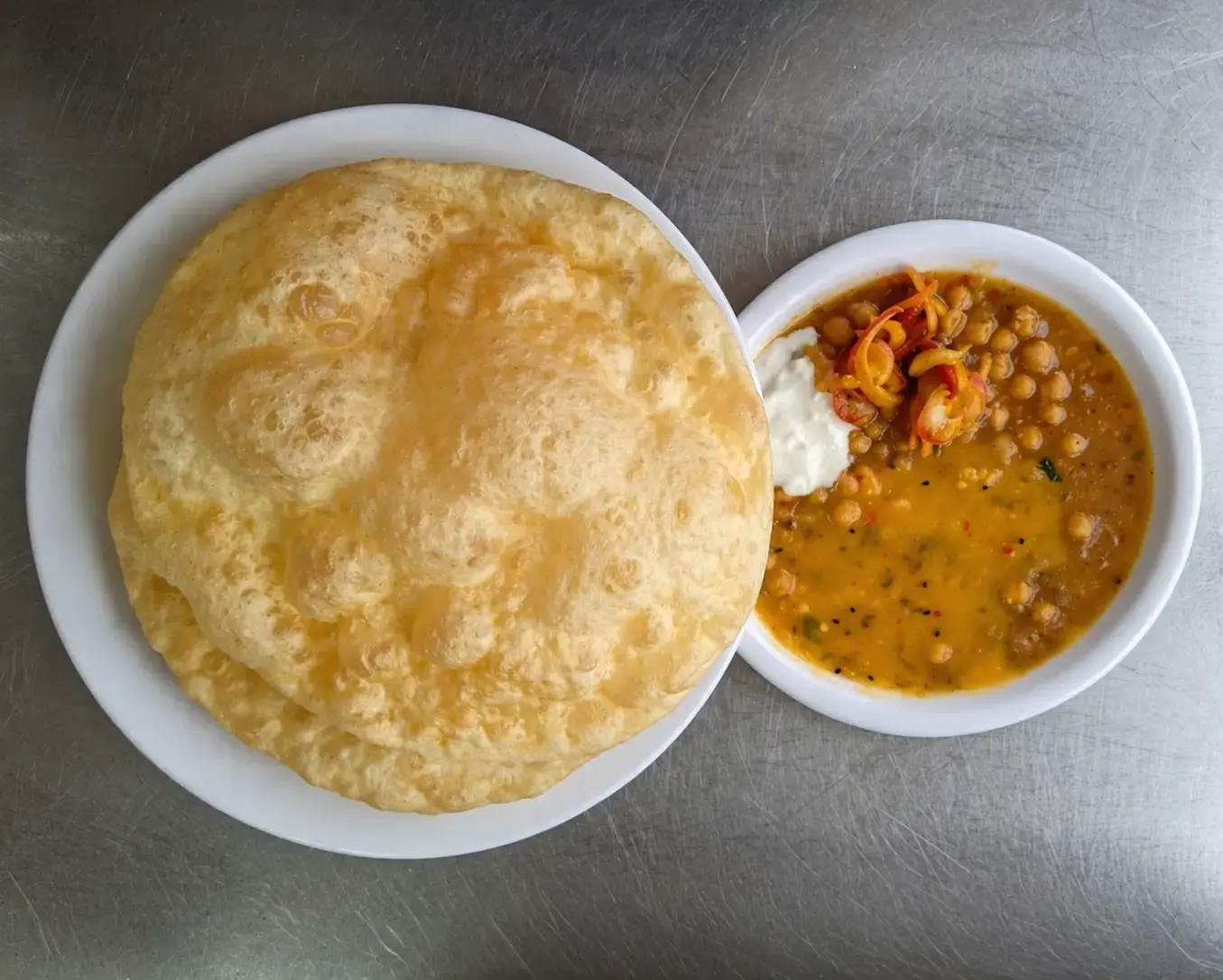 Halwa Puri breakfast platter at Chenab Pakistani Restaurant Edmonton